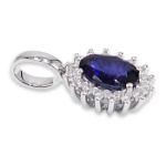 Diamantsmykke i gull med 0,16 ct W-Si & safir - BUR271304 