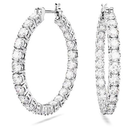 Swarovski øredobber Matrix hoop earrings Round cut, White, Rhodium plated  - 5647715 Swarovski øredobber Matrix hoop earrings Round cut, White, Rhodium plated  - 5647715