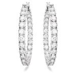 Swarovski øredobber Matrix hoop earrings Round cut, White, Rhodium plated  - 5647715