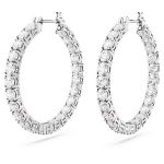 Swarovski øredobber Matrix hoop earrings Round cut, White, Rhodium plated  - 5647715