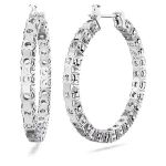 Swarovski øredobber Matrix hoop earrings Round cut, White, Rhodium plated  - 5647715