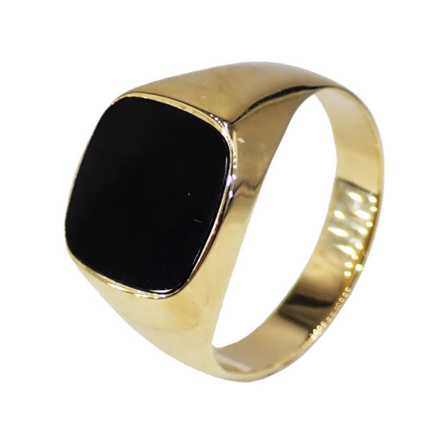 Signetring til herre i gult gull 18 kt med onyx - 01-8442321