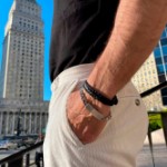 Armbånd ZACK skinn og stål, svart - 365892