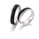 Gifteringer med carbon, diam. 0.303 ct, 6 mm. Carbon - 4806501