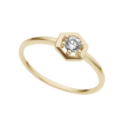 Gullring sekskant med zirkonia - BUR625183 Gullring sekskant med zirkonia - BUR625183