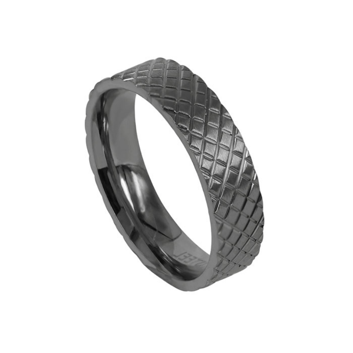 Herrering i gunmetal stål, Plex - 368091