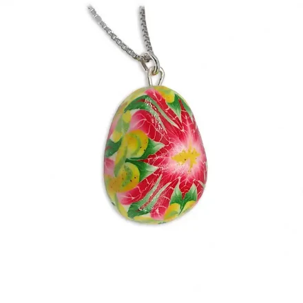 Smykke egg Poinsettia 24x18 mm, håndlaget - 240834 Smykke egg Poinsettia 24x18 mm, håndlaget - 240834