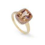 Diamantring i gult gull 0,10ct TW-Si med Morganite - COC11990