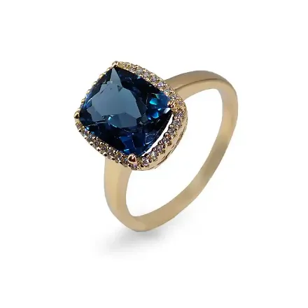 Diamantring i gult gull 0,115ct TW-Si med Topas - COC9890 Diamantring i gult gull 0,115ct TW-Si med Topas - COC9890