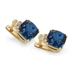 Diamantsett i gult gull med London Blue Topas - COC6490/COC4250