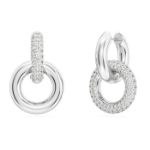 Swarovski øredobber Dextera Asymmetrical design, Interlocking loop, White, Rhodium plated - 5671807