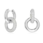 Swarovski øredobber Dextera Asymmetrical design, Interlocking loop, White, Rhodium plated - 5671807