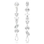 Swarovski øredobber Mesmera Asymmetrical design, Mixed cuts, Long, White, Rhodium plated - 5661687