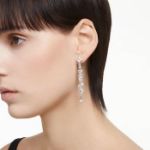 Swarovski øredobber Mesmera Asymmetrical design, Mixed cuts, Long, White, Rhodium plated - 5661687