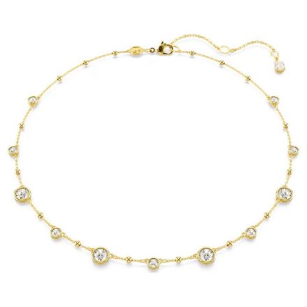 Swarovski collier Imber Round cut, Scattered design, White, Gold-tone plated - 5680090 Swarovski collier Imber Round cut, Scattered design, White, Gold-tone plated - 5680090