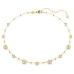 Swarovski collier Imber Round cut, Scattered design, White, Gold-tone plated - 5680090