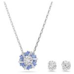 Swarovski smykkesett Idyllia Mixed cuts, Flower, Blue, Rhodium plated - 5685437