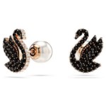 Swarovski øredobber Swan stud, Black, Rose gold-tone plated - 5684608