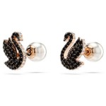 Swarovski øredobber Swan stud, Black, Rose gold-tone plated - 5684608