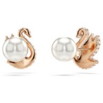 Swarovski øredobber Swan stud, Black, Rose gold-tone plated - 5684608