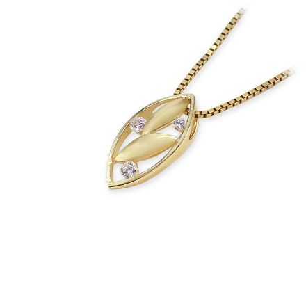 Gullsmykke i 14 kt gull med zirkonia - bur3150  Gullsmykke i 14 kt gull med zirkonia - bur3150