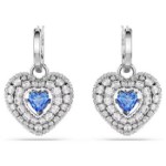 Swarovski øredobber Hyperbola drop Heart, Blue, Rhodium plated - 5680392