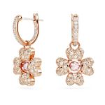 Idyllia drop Clover, White, Rose gold-tone plated - 5674212