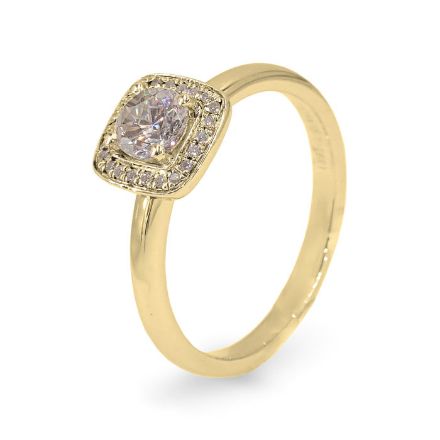 Halo diamantring med 0.40 ct,  gult gull 18 kt - 15920gg Halo diamantring med 0.40 ct,  gult gull 18 kt - 15920gg