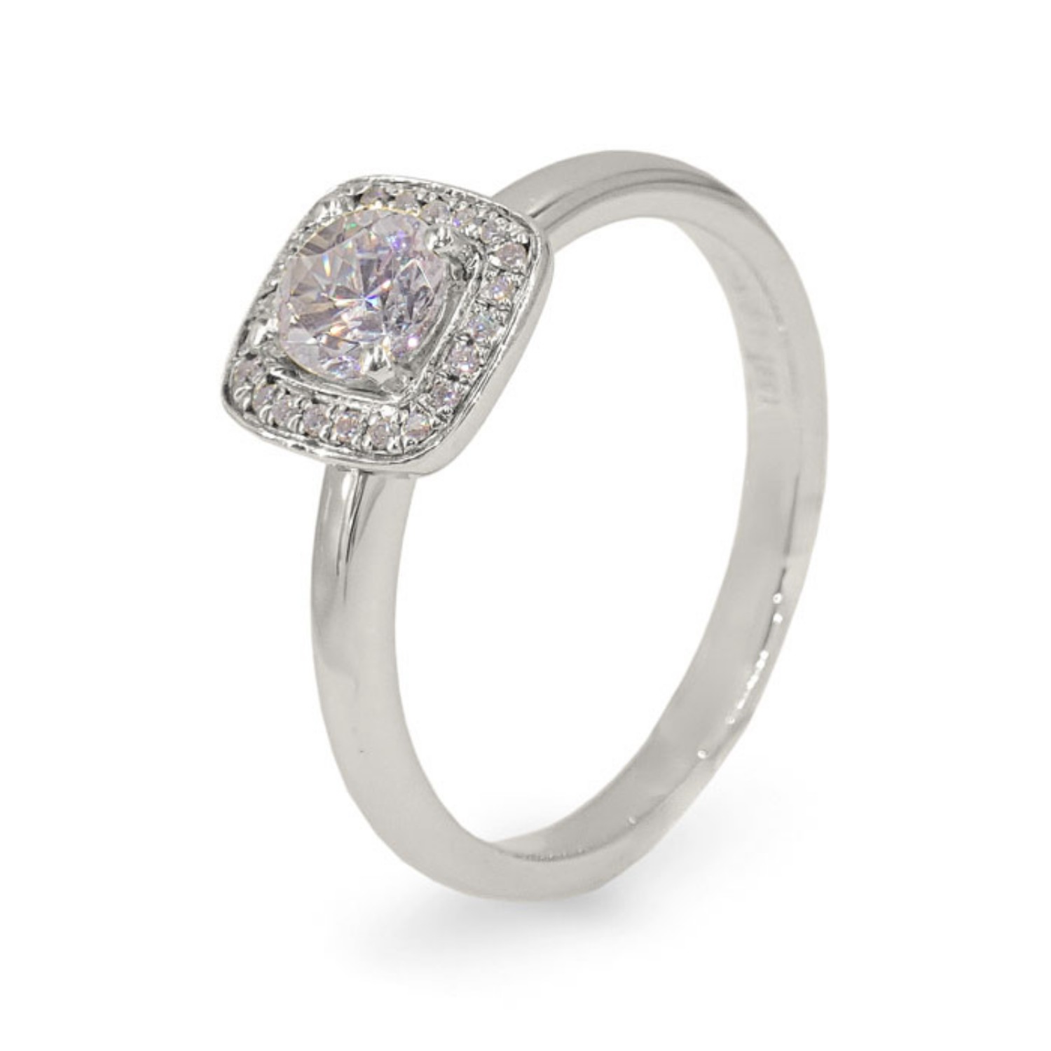 Diamantring med 0.59 ct,  hvitt gull 18 kt - 159150hvg