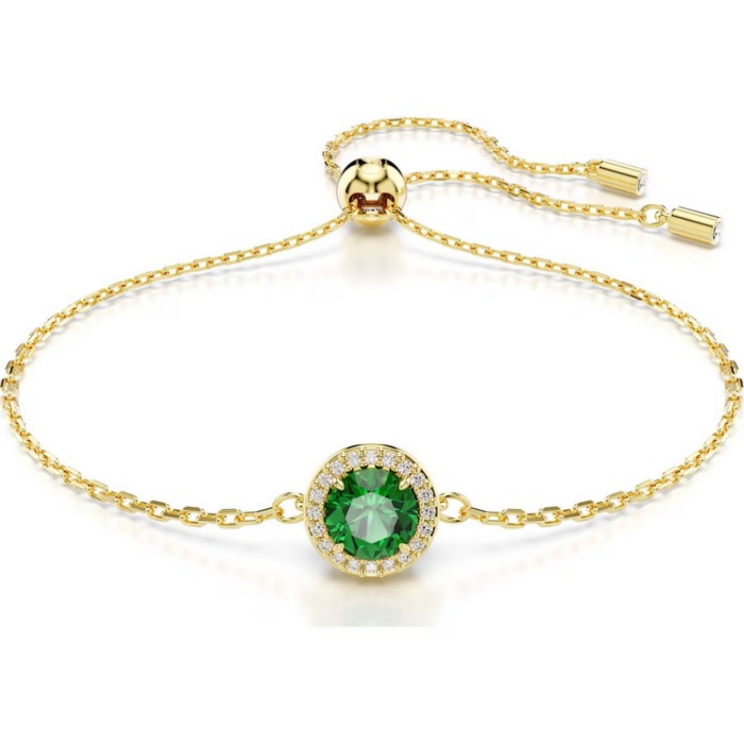 Swarovski armbånd Una Round cut, Pavé, Green, Gold-tone plated - 5680559