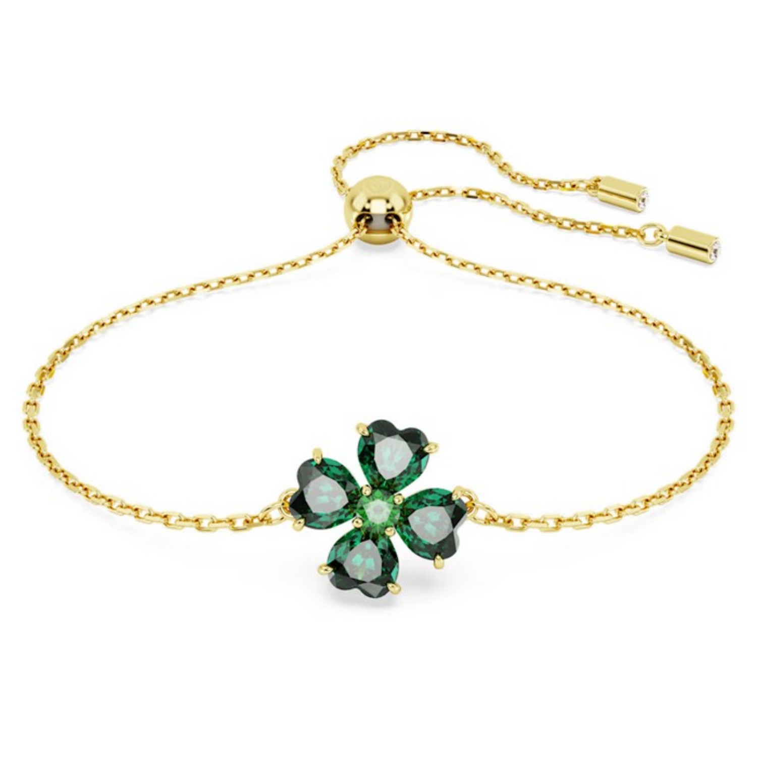 Swarovski armbånd Idyllia Mixed cuts, Clover, Green, Gold-tone plated - 5666585