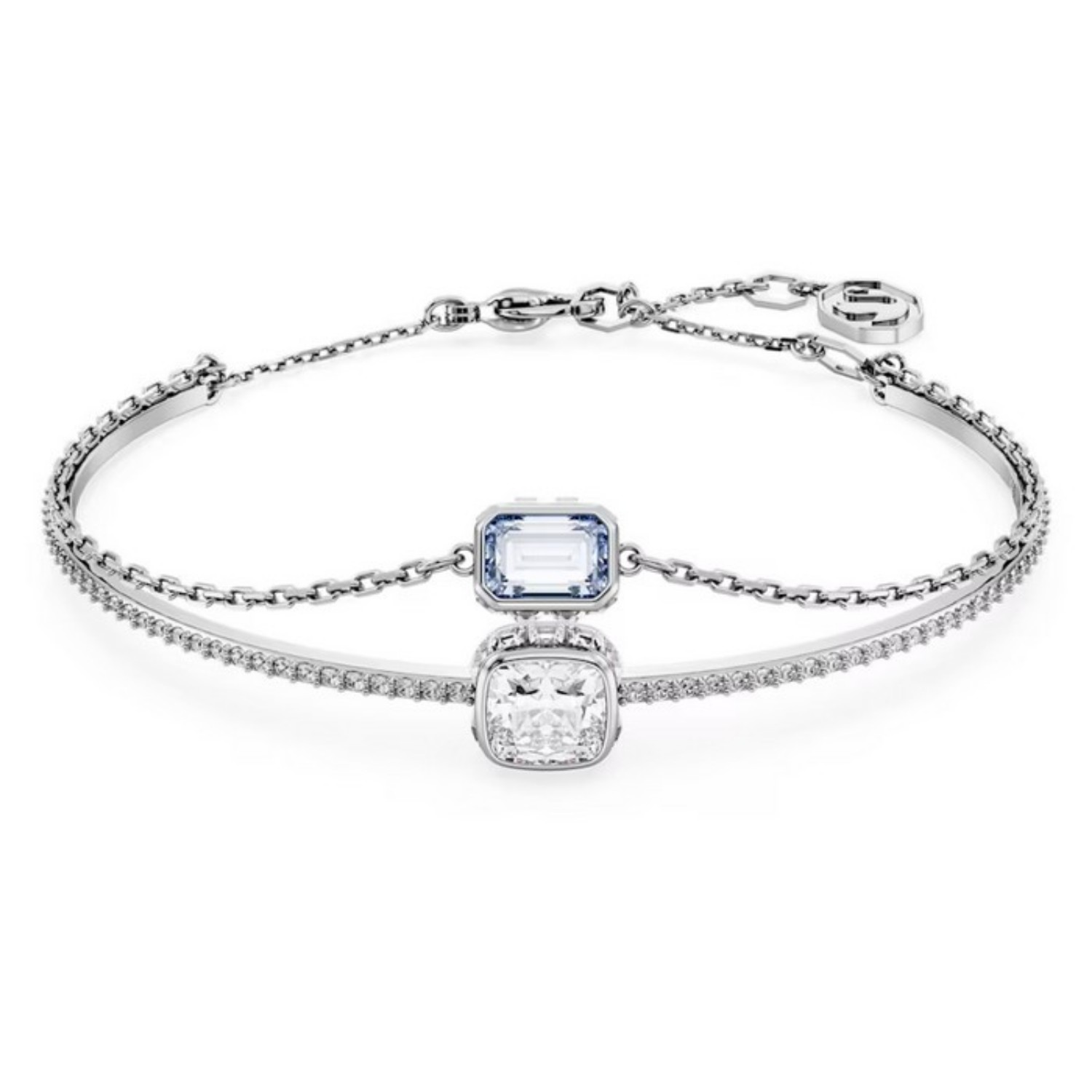 Swarovski armbånd Stilla bangle Mixed cuts, Blue, Rhodium plated - 5668244