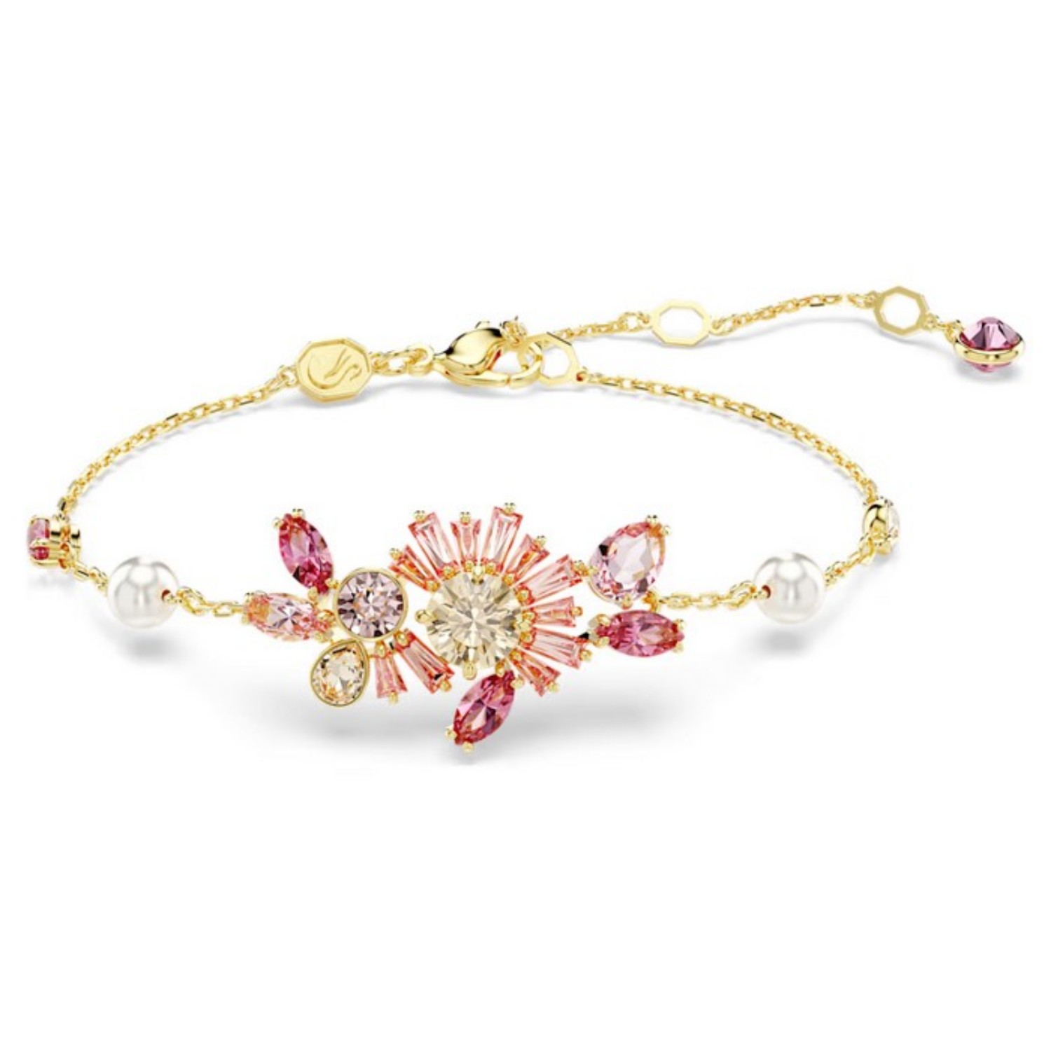 Swarovski armbånd Gema Mixed cuts, Flower, Pink, Gold-tone plated - 5688488