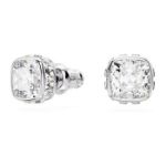 Swarovski øredobber Birthstone stud Square cut, April, White, Rhodium plated - 5661957