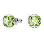 Swarovski øredobber Birthstone stud Square cut, August, Green, Rhodium plated - 5661958