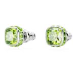 Swarovski øredobber Birthstone stud Square cut, August, Green, Rhodium plated - 5661958