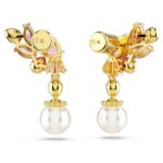 Swarovski øredobber Gema drop Mixed cuts, Crystal pearls, Flower, Pink, Gold-tone plated - 5688486