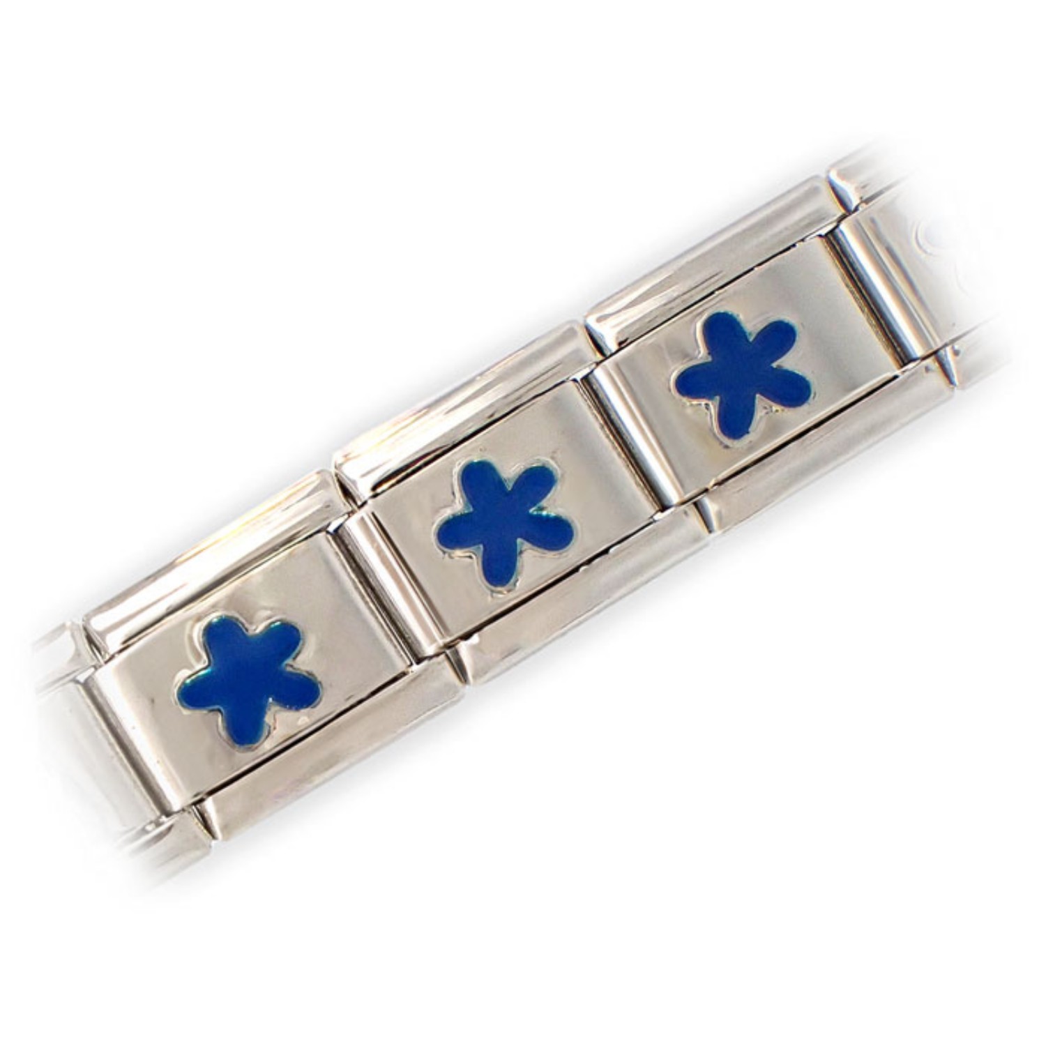 Stål charms i samme størrelse som de mest kjente armbåndene av samme type, Forget-me-not blomst - 43010454