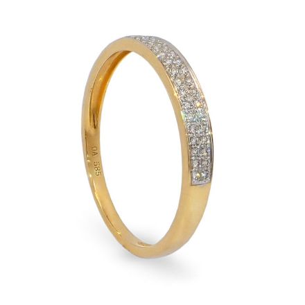 Diamantring i gult gull med 0,09 ct W-Si - vda009 Diamantring i gult gull med 0,09 ct W-Si - vda009