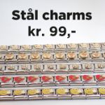 Stål charms i samme størrelse som de mest kjente armbåndene av samme type, Hjerte med Rose - 43010452