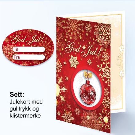 Julekort med gulltrykk og klistremerke - 181028 Julekort med gulltrykk og klistremerke - 181028