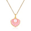 Sølvmykke med rosa coloritt og perle, forgylt - 3042442