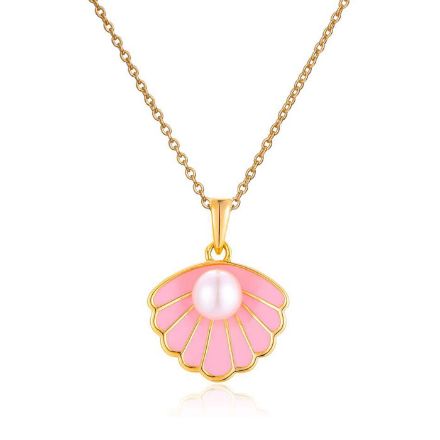Sølvmykke med rosa coloritt og perle, forgylt - 3042442 Sølvmykke med rosa coloritt og perle, forgylt - 3042442