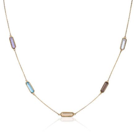 Gullkjede i 14kt gull med ametys, topas, citrin og smoky quartz - 96436 Gullkjede i 14kt gull med ametys, topas, citrin og smoky quartz - 96436