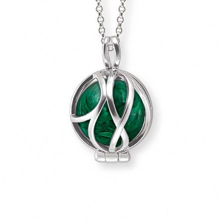 Smykke Amulett i rhodinert sølv med Malachite stein - 70629 Smykke Amulett i rhodinert sølv med Malachite stein - 70629