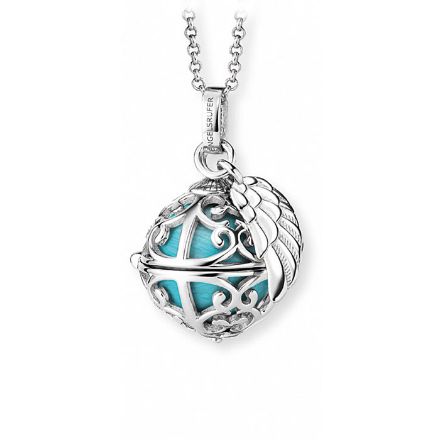 Sølvsmykke Englehviskeren 14x14 mm, med blå klangkule - 77714blå Sølvsmykke Englehviskeren 14x14 mm, med blå klangkule - 77714blå