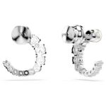 Swarovski øredobber Matrix hoop earrings Crystal pearl, Round cut, White, Rhodium plated - 5692260