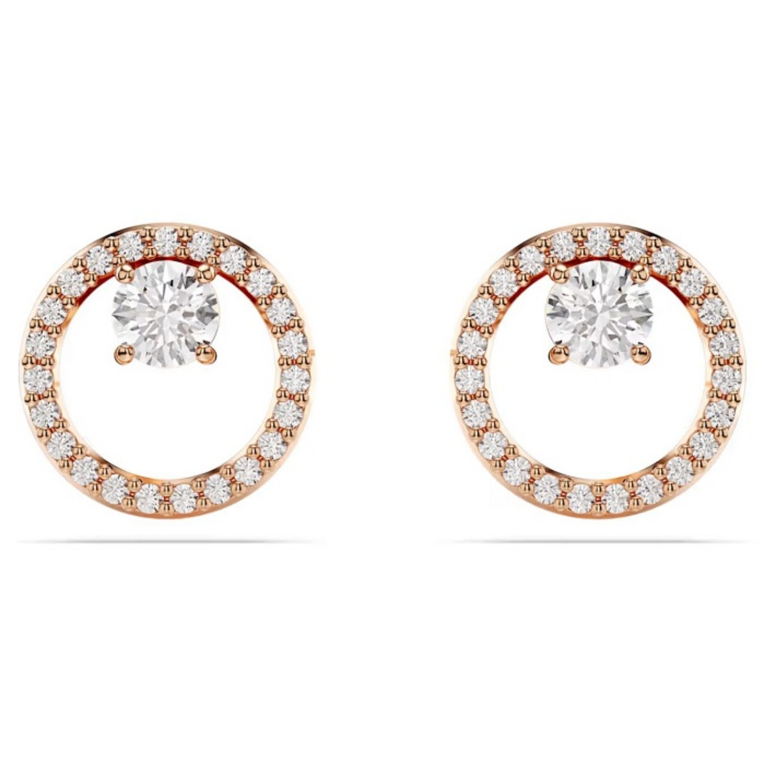 Swarovski øredobber Constella stud earrings Round cut, White, Rose gold-tone plated - 5692263