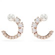 Swarovski øredobber Matrix hoop earrings Crystal pearl, Round cut, White, Rose gold-tone plated - 5692264