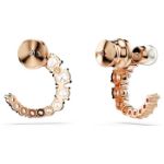 Swarovski øredobber Matrix hoop earrings Crystal pearl, Round cut, White, Rose gold-tone plated - 5692264